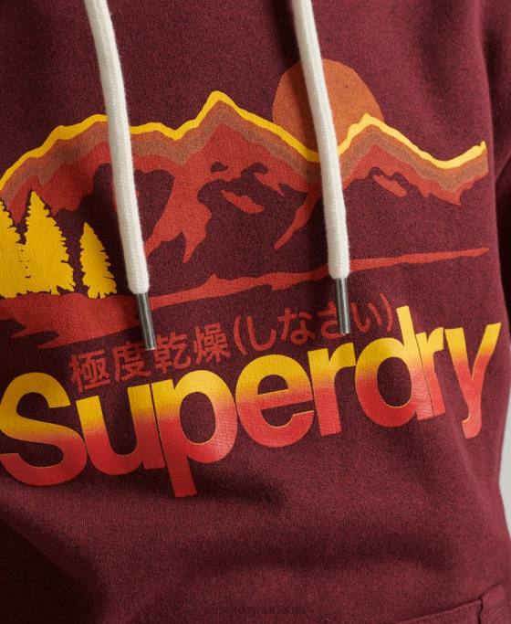 Superdry hanorac cu glugă cu logo vintage grozav în aer liber îmbrăcăminte roșu bărbați JX0Z5009