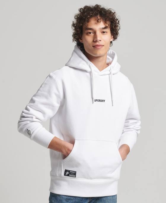 Superdry hanorac cu glugă cu micro-logo brodat îmbrăcăminte alb bărbați JX0Z5142