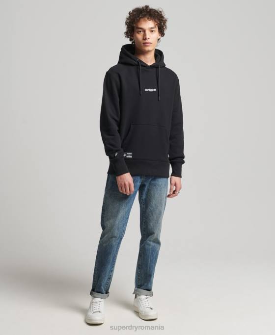 Superdry hanorac cu glugă cu micro-logo brodat îmbrăcăminte negru bărbați JX0Z5206
