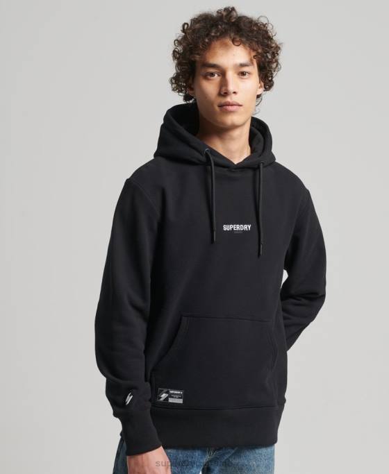 Superdry hanorac cu glugă cu micro-logo brodat îmbrăcăminte negru bărbați JX0Z5206