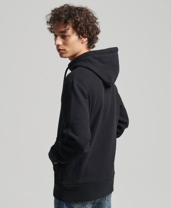 Superdry hanorac cu glugă cu micro-logo brodat îmbrăcăminte negru bărbați JX0Z5206
