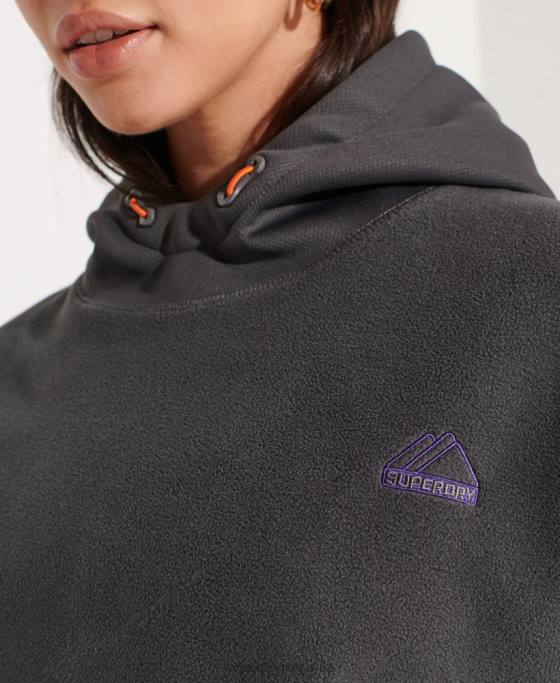 Superdry hanorac cu glugă din fleece de munte îmbrăcăminte gri inchis femei JX0Z3441