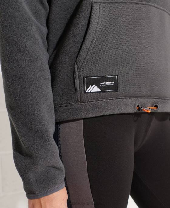 Superdry hanorac cu glugă din fleece de munte îmbrăcăminte gri inchis femei JX0Z3441