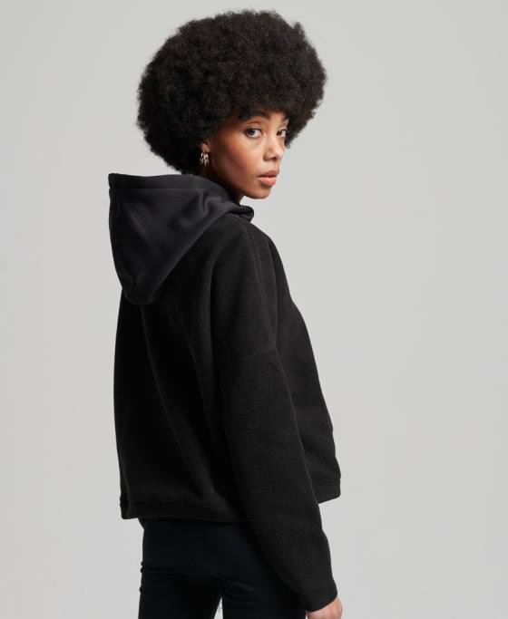 Superdry hanorac cu glugă din fleece de munte îmbrăcăminte negru femei JX0Z5932