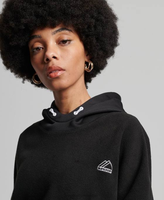 Superdry hanorac cu glugă din fleece de munte îmbrăcăminte negru femei JX0Z5932
