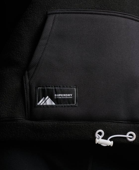 Superdry hanorac cu glugă din fleece de munte îmbrăcăminte negru femei JX0Z5932