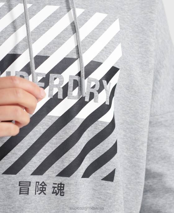 Superdry hanorac cu glugă pentru antrenament de bază sport îmbrăcăminte gri femei JX0Z6149