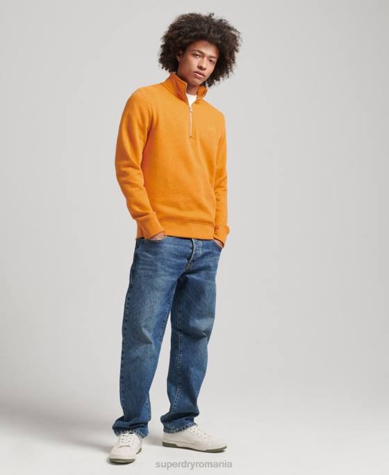 Superdry hanorac cu jumătate de fermoar cu logo esențial din bumbac organic îmbrăcăminte galben bărbați JX0Z5063