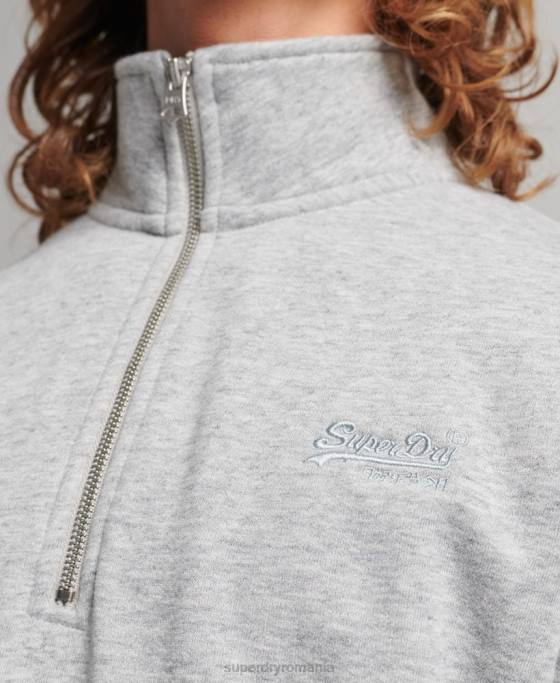 Superdry hanorac cu jumătate de fermoar cu logo esențial din bumbac organic îmbrăcăminte gri bărbați JX0Z5048