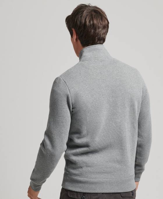 Superdry hanorac cu jumătate de fermoar cu logo esențial din bumbac organic îmbrăcăminte gri bărbați JX0Z5080
