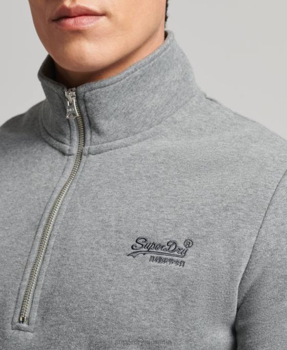 Superdry hanorac cu jumătate de fermoar cu logo esențial din bumbac organic îmbrăcăminte gri bărbați JX0Z5080