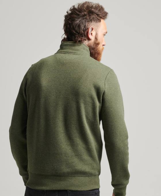Superdry hanorac cu jumătate de fermoar cu logo esențial din bumbac organic îmbrăcăminte kaki bărbați JX0Z5092