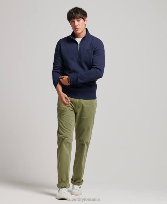 Superdry hanorac cu jumătate de fermoar cu logo esențial din bumbac organic îmbrăcăminte marina bărbați JX0Z5062