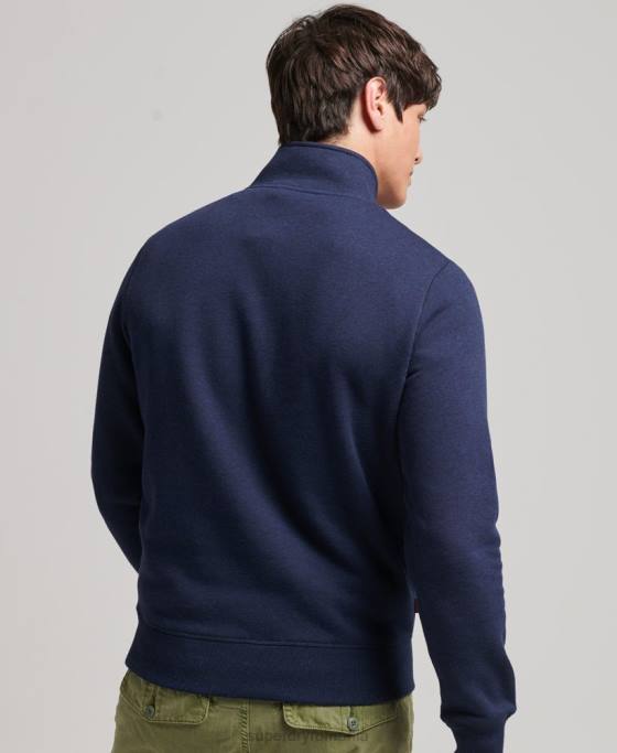 Superdry hanorac cu jumătate de fermoar cu logo esențial din bumbac organic îmbrăcăminte marina bărbați JX0Z5062