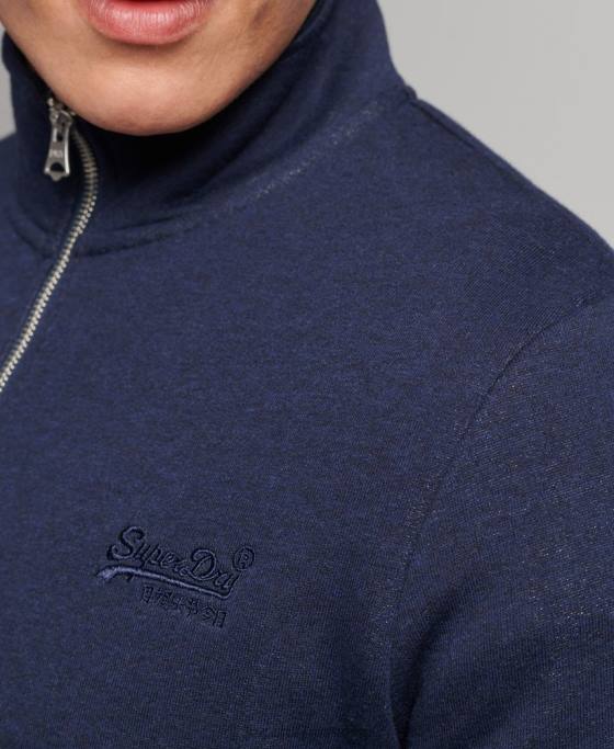 Superdry hanorac cu jumătate de fermoar cu logo esențial din bumbac organic îmbrăcăminte marina bărbați JX0Z5062