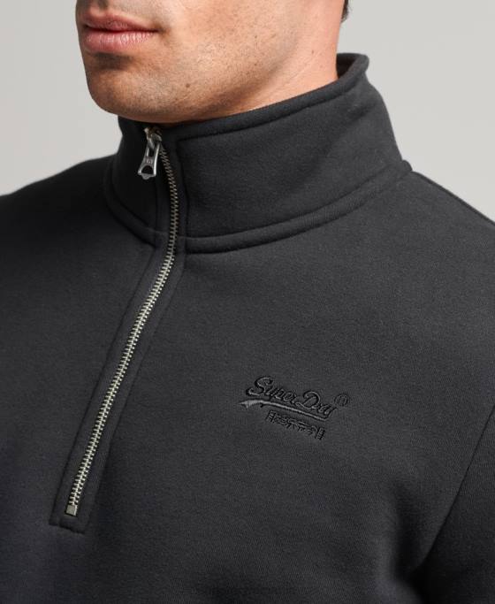 Superdry hanorac cu jumătate de fermoar cu logo esențial din bumbac organic îmbrăcăminte negru bărbați JX0Z5109