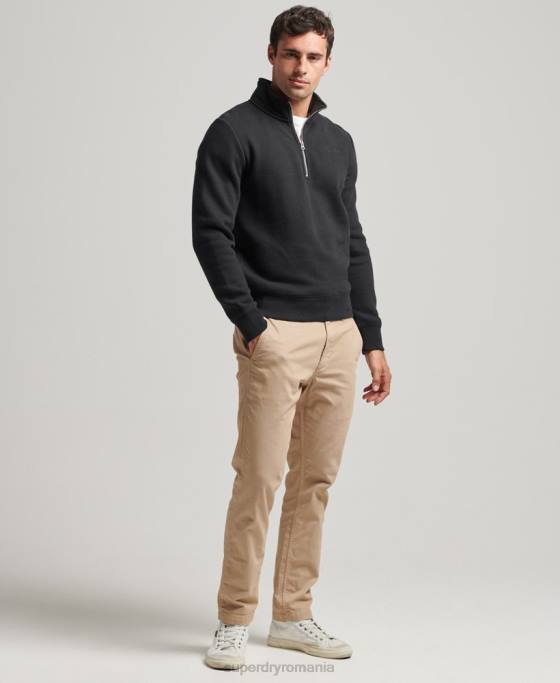 Superdry hanorac cu jumătate de fermoar cu logo esențial din bumbac organic îmbrăcăminte negru bărbați JX0Z5109
