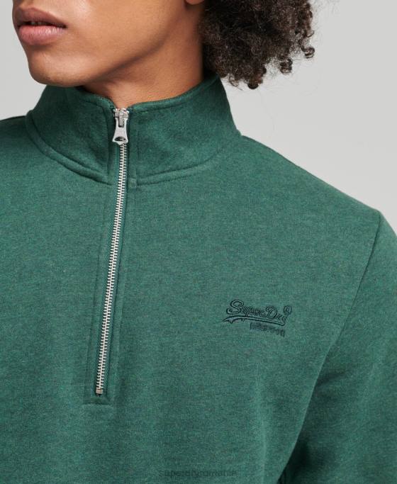 Superdry hanorac cu jumătate de fermoar cu logo esențial din bumbac organic îmbrăcăminte verde bărbați JX0Z5130