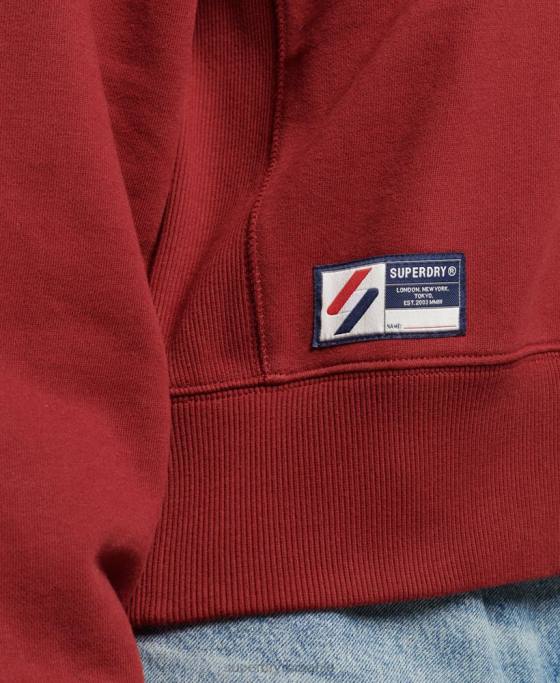 Superdry hanorac cu jumătate de fermoar cu logo esențial îmbrăcăminte roșu femei JX0Z6051