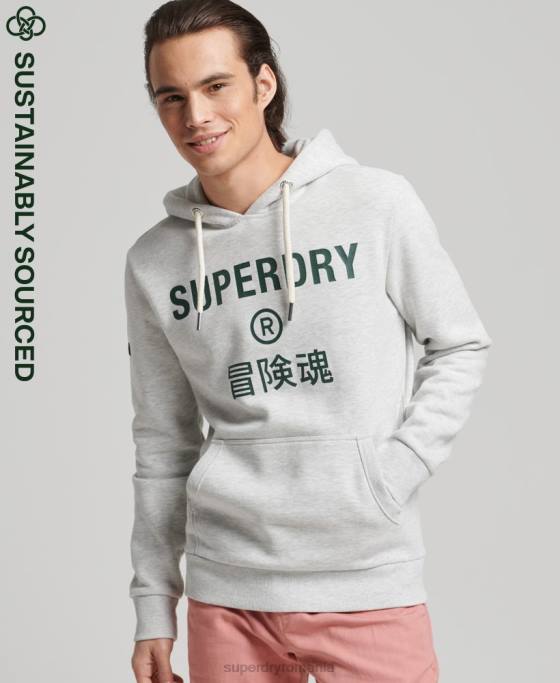 Superdry hanorac cu logo corporativ de epocă îmbrăcăminte gri deschis bărbați JX0Z5184