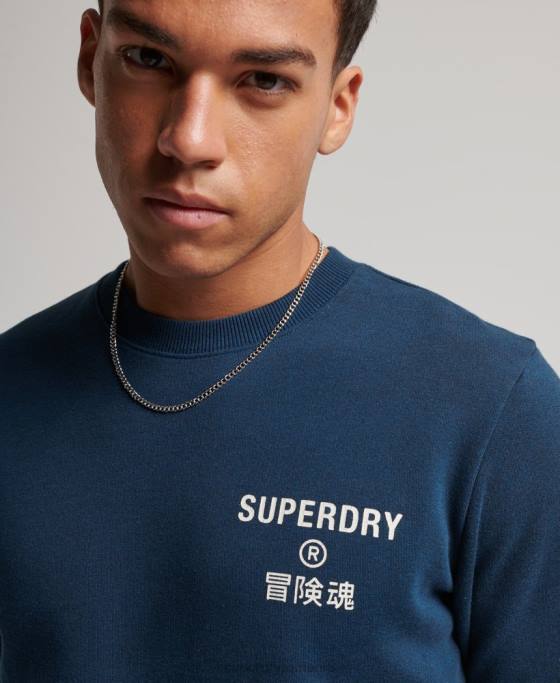 Superdry hanorac cu logo corporativ marl crew îmbrăcăminte albastru bărbați JX0Z847