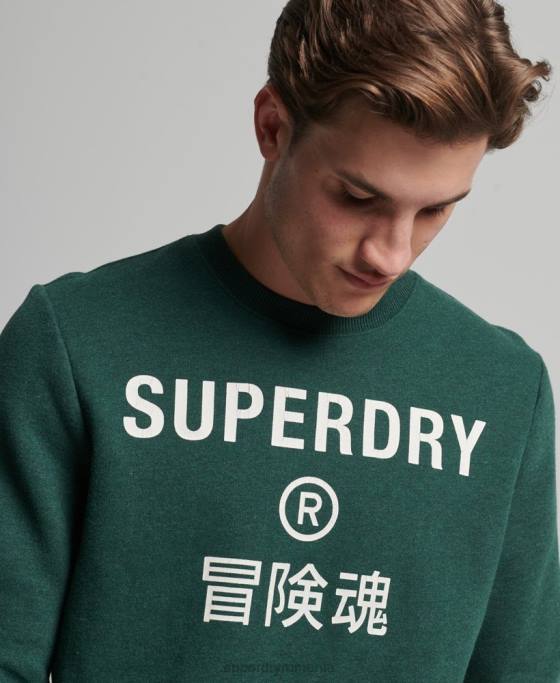 Superdry hanorac cu logo corporativ marl crew îmbrăcăminte verde bărbați JX0Z5102