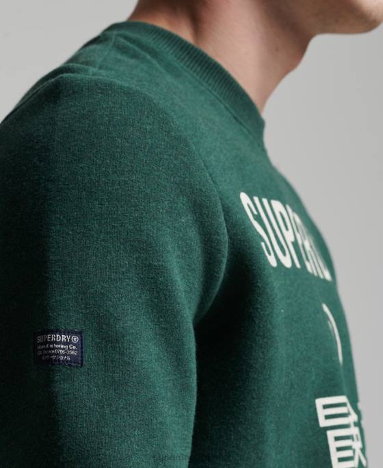Superdry hanorac cu logo corporativ marl crew îmbrăcăminte verde bărbați JX0Z5102