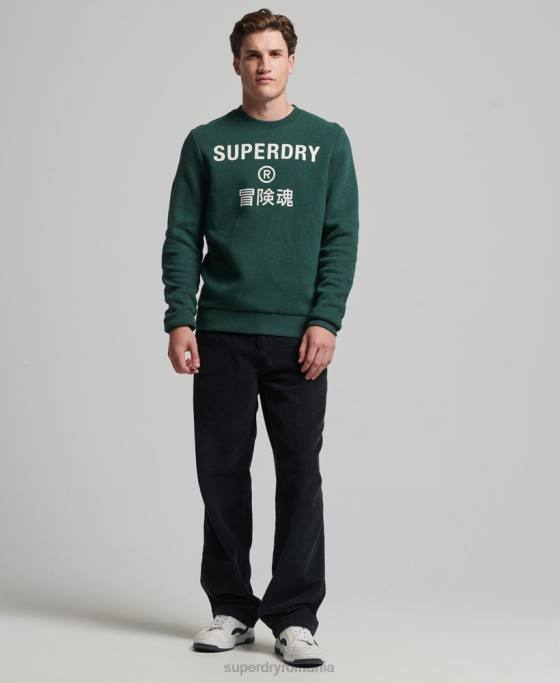 Superdry hanorac cu logo corporativ marl crew îmbrăcăminte verde bărbați JX0Z5102