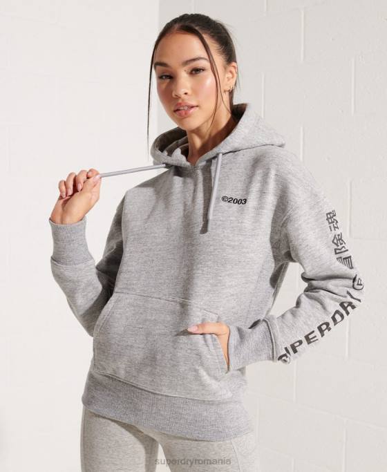 Superdry hanorac cu logo corporativ îmbrăcăminte gri deschis femei JX0Z6179