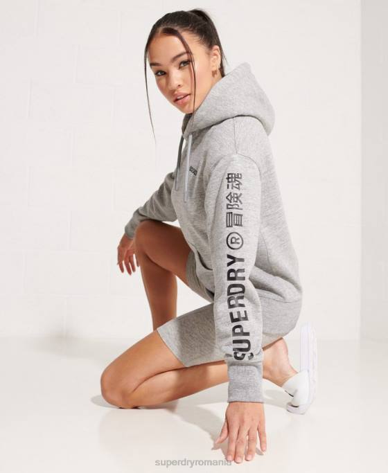 Superdry hanorac cu logo corporativ îmbrăcăminte gri deschis femei JX0Z6179
