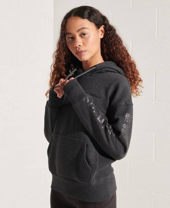 Superdry hanorac cu logo corporativ îmbrăcăminte gri inchis femei JX0Z6125