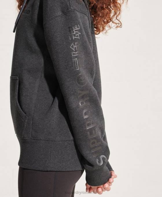 Superdry hanorac cu logo corporativ îmbrăcăminte gri inchis femei JX0Z6125