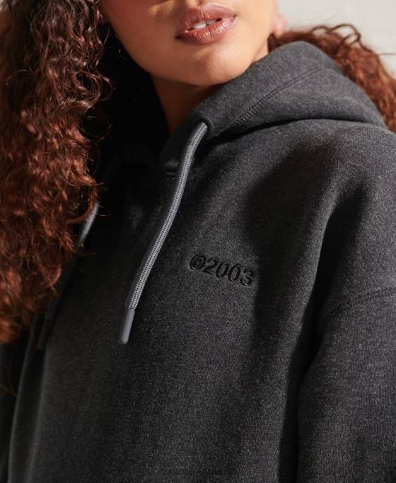 Superdry hanorac cu logo corporativ îmbrăcăminte gri inchis femei JX0Z6125