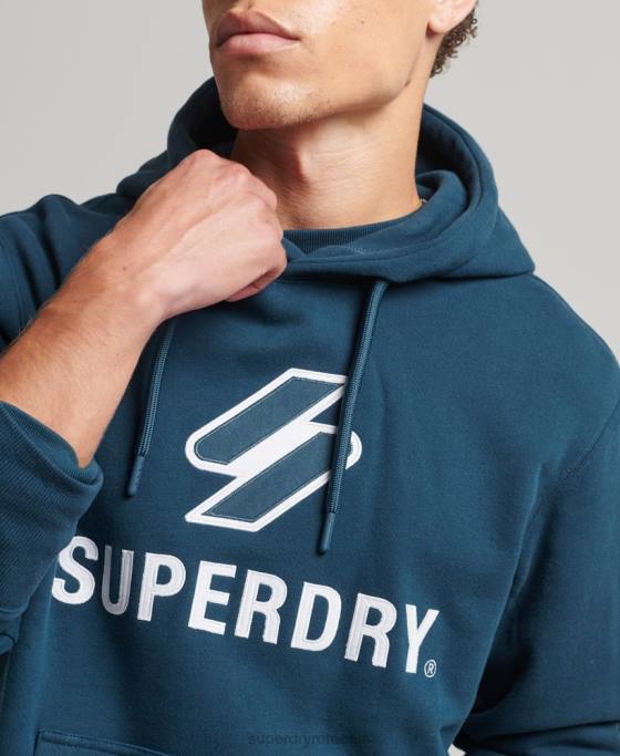 Superdry hanorac cu logo cu aplicații stivuite îmbrăcăminte albastru inchis bărbați JX0Z5161