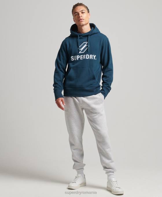 Superdry hanorac cu logo cu aplicații stivuite îmbrăcăminte albastru inchis bărbați JX0Z5161
