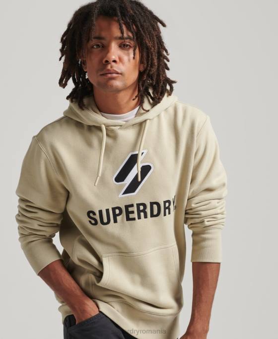 Superdry hanorac cu logo cu aplicații stivuite îmbrăcăminte bej bărbați JX0Z5160