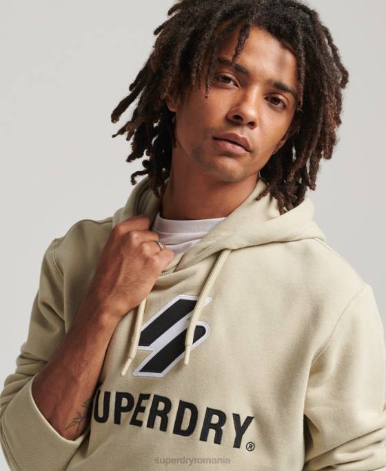 Superdry hanorac cu logo cu aplicații stivuite îmbrăcăminte bej bărbați JX0Z5160
