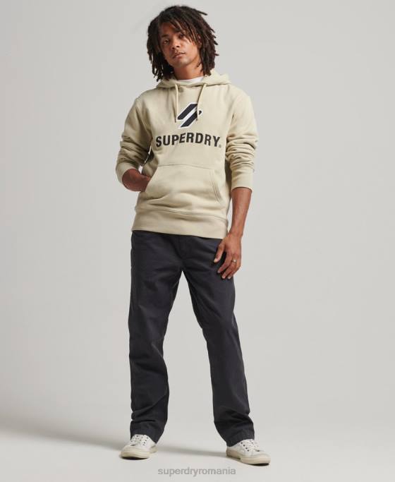 Superdry hanorac cu logo cu aplicații stivuite îmbrăcăminte bej bărbați JX0Z5160