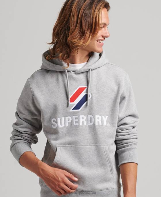 Superdry hanorac cu logo cu aplicații stivuite îmbrăcăminte gri bărbați JX0Z5115