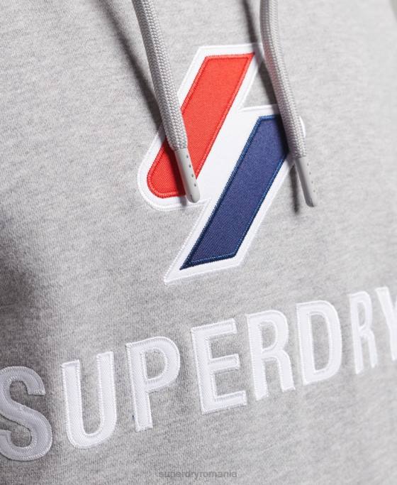 Superdry hanorac cu logo cu aplicații stivuite îmbrăcăminte gri bărbați JX0Z5115
