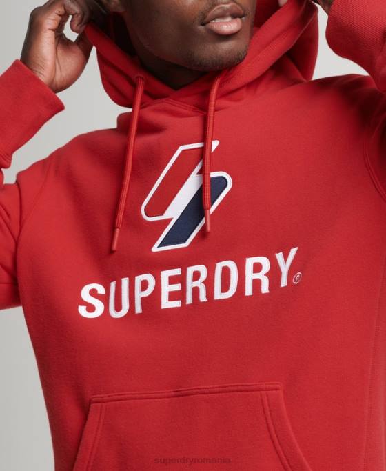 Superdry hanorac cu logo cu aplicații stivuite îmbrăcăminte roșu bărbați JX0Z5194