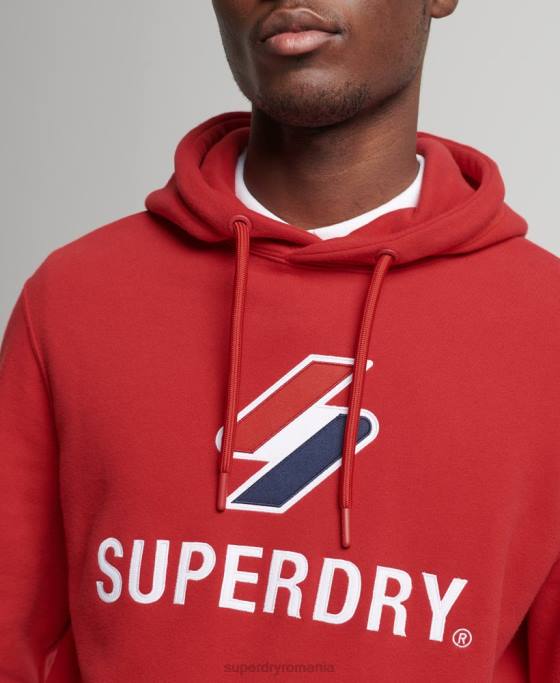 Superdry hanorac cu logo cu aplicații stivuite îmbrăcăminte roșu bărbați JX0Z5194