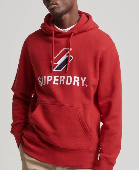Superdry hanorac cu logo cu aplicații stivuite îmbrăcăminte roșu bărbați JX0Z5194