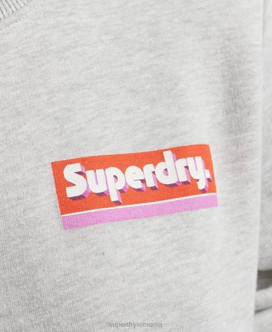 Superdry hanorac cu logo cu tab trade îmbrăcăminte gri deschis femei JX0Z6028