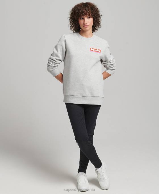 Superdry hanorac cu logo cu tab trade îmbrăcăminte gri deschis femei JX0Z6028