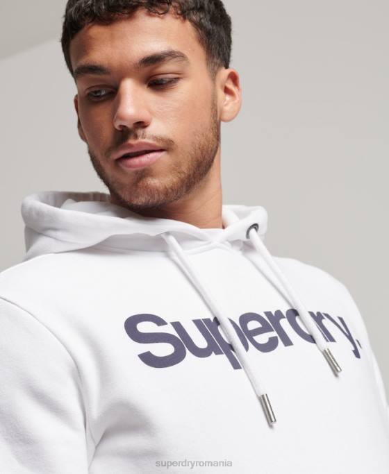 Superdry hanorac cu logo din bumbac organic îmbrăcăminte alb bărbați JX0Z5075