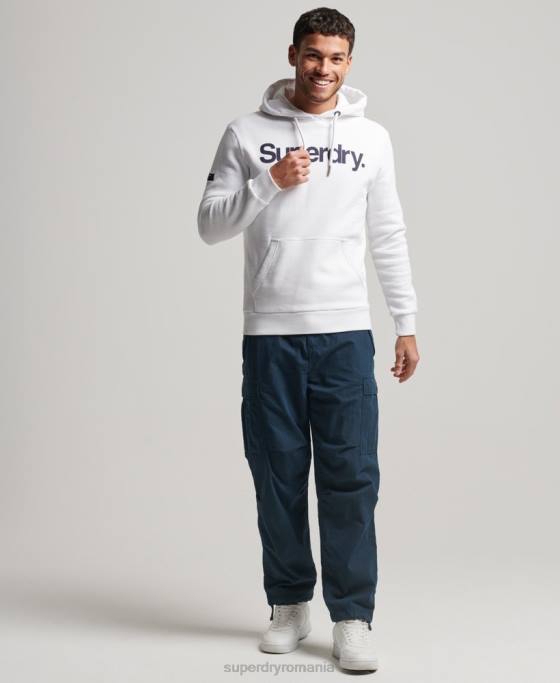 Superdry hanorac cu logo din bumbac organic îmbrăcăminte alb bărbați JX0Z5075