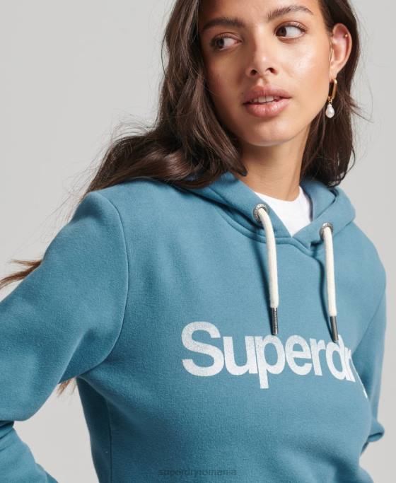 Superdry hanorac cu logo din bumbac organic îmbrăcăminte albastru femei JX0Z5942
