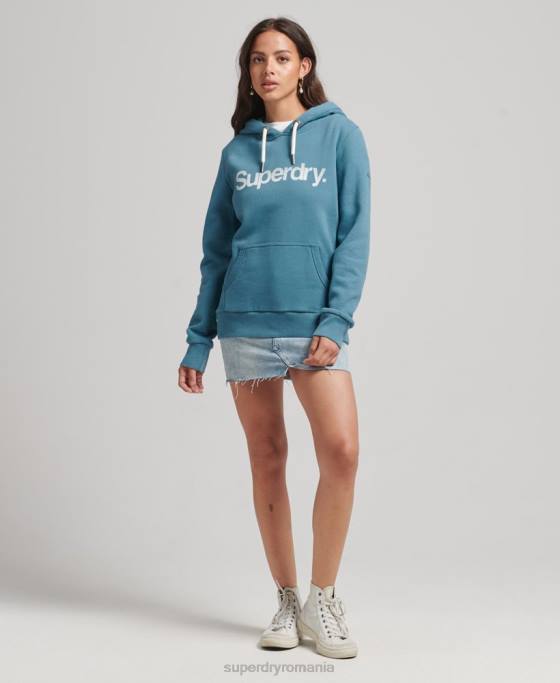 Superdry hanorac cu logo din bumbac organic îmbrăcăminte albastru femei JX0Z5942