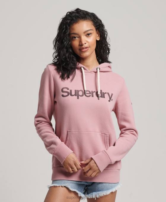 Superdry hanorac cu logo din bumbac organic îmbrăcăminte roz femei JX0Z5967